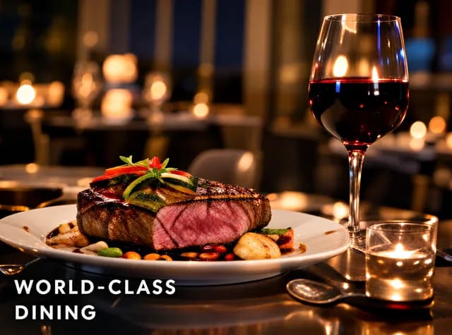 A candlelit steak dinner